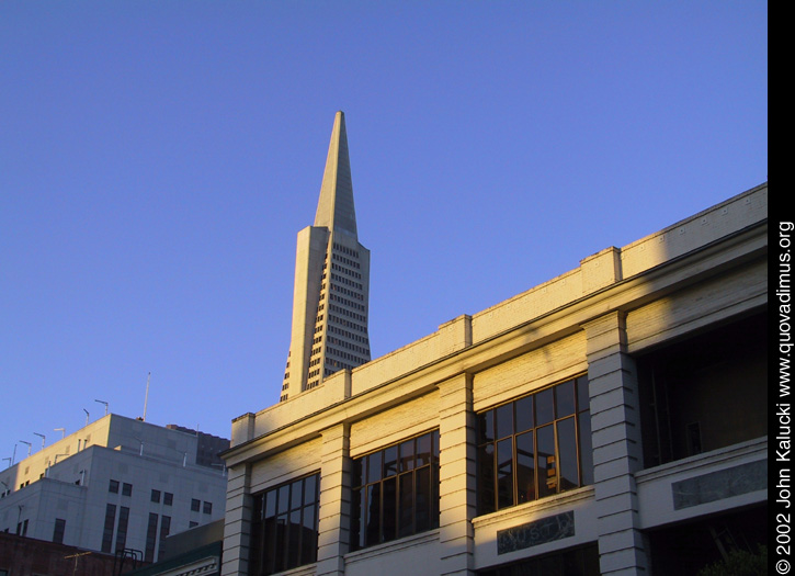 Photographs of San Francisco's Transamerica Building.