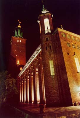Photographs of Kungsholmen Island, and Stadshuset, Stockholm's city hall.