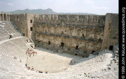 Photographs of the Roman amphitheater at Aspendos, Turkey.