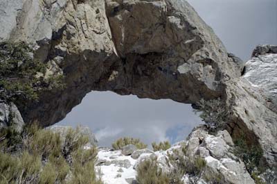 Winter photographs of the Lexington Arch in Great Basin National Park, Nevada.